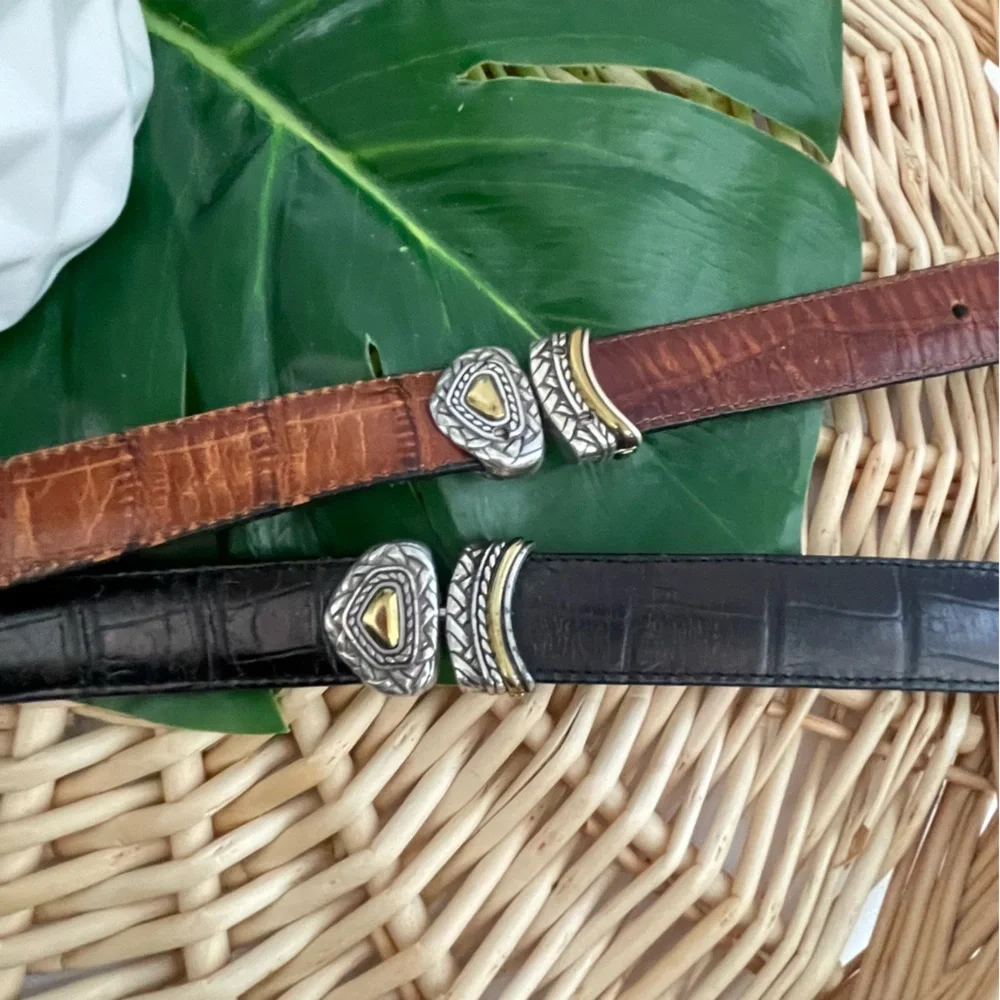 Brighton Reversible Black/Brown Croc Print 1